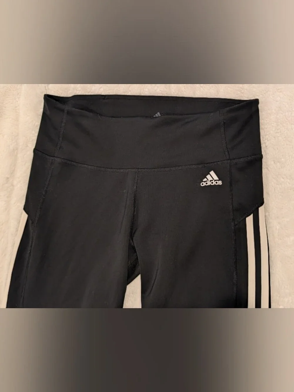 adidas Black Leggings with White Side Stripes